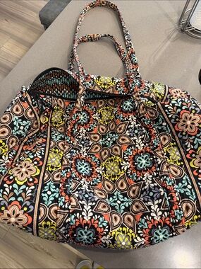 Vera Bradley Black Multi Floral Quilted Tote